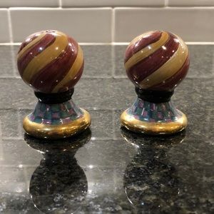 Mackenzie-Childs Torquay Frank and Mustard Stripe Salt and Pepper Shakers